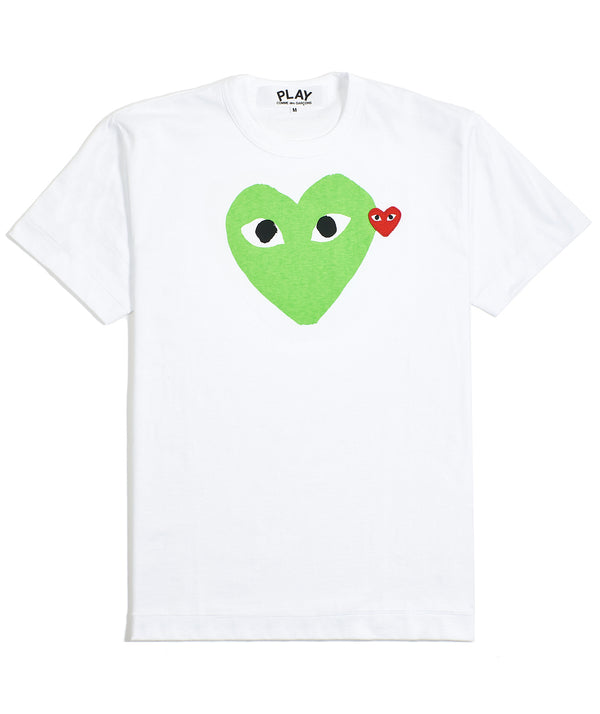 CDG Play: Green heart T-Shirt "White"