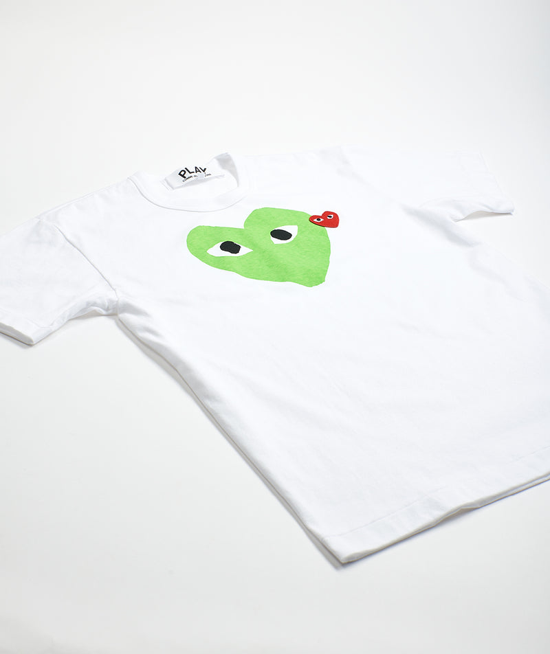 CDG Play: Green heart T-Shirt "White"