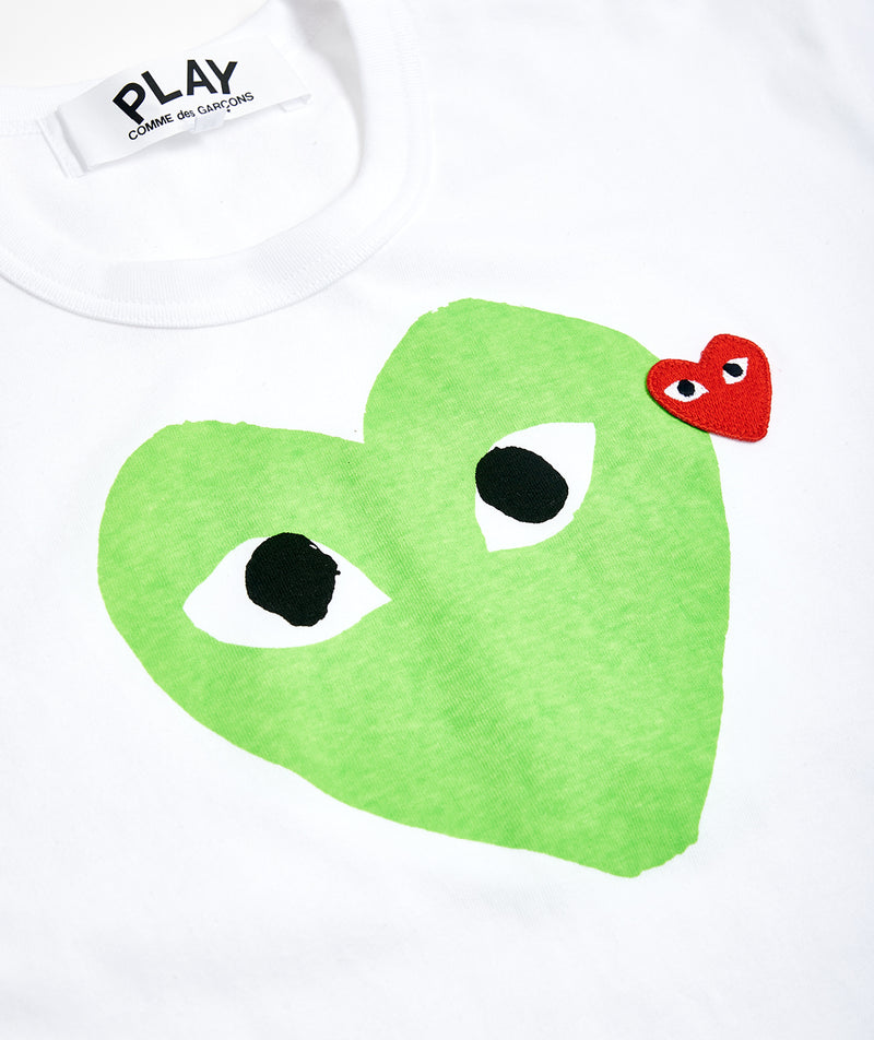 CDG Play: Green heart T-Shirt "White"