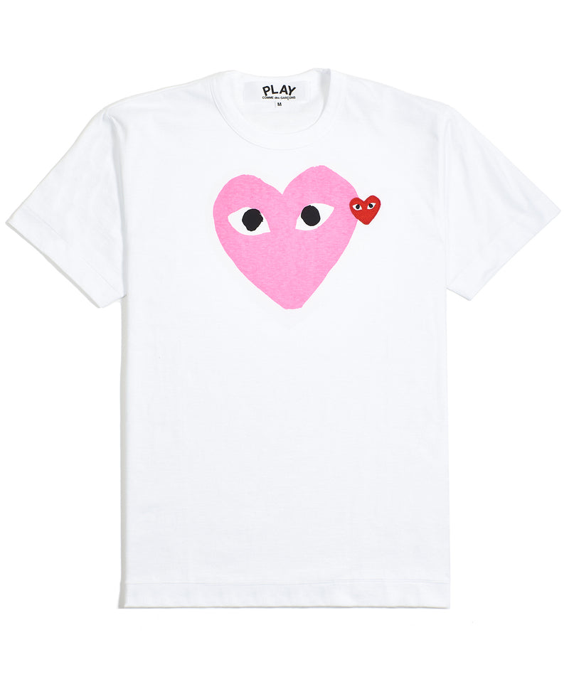 CDG Play Pink Heart T Shirt White Copperfield
