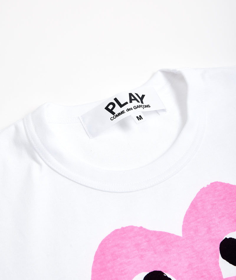 CDG Play: Pink heart T-Shirt "White"