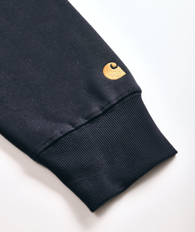 CARHARTT: Hooded Chase Sweat Cotton/Polyester Sweat, 13 oz "Dark Navy / Gold"