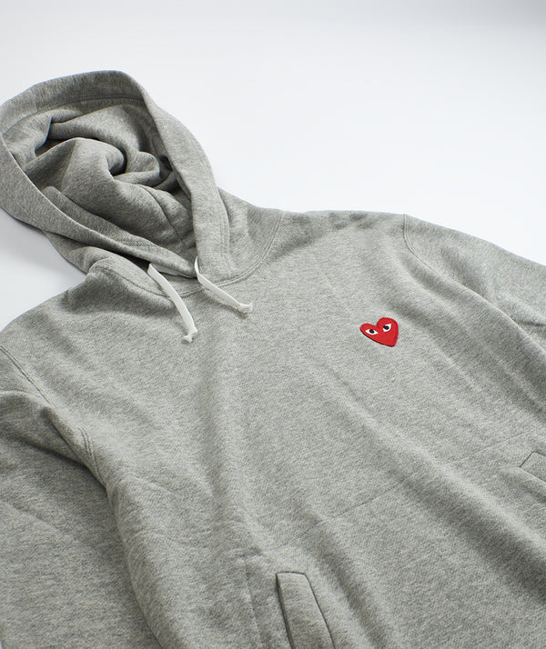 CDG Play: Heart Hooded Sweat "Grey"