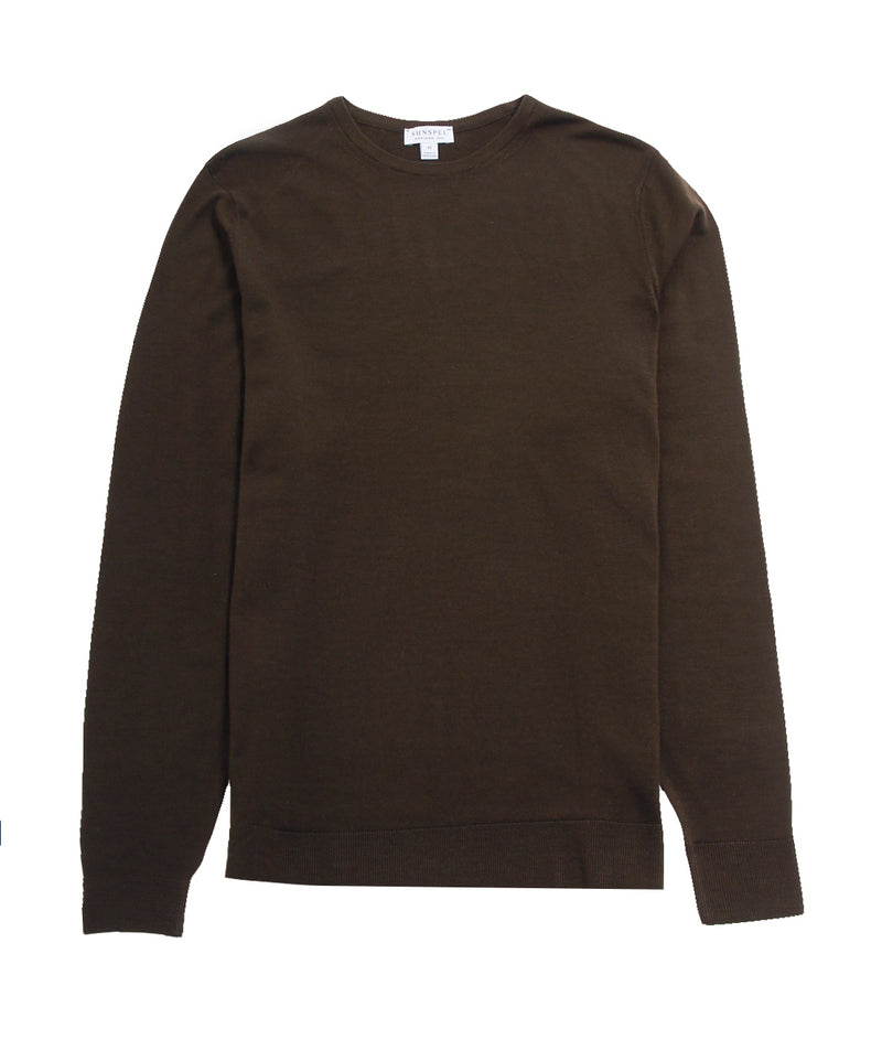 Sunspel - Crew Neck Jumper - Dark Moss