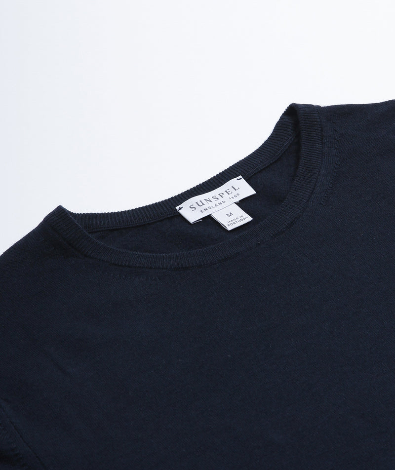 Sunspel - Crew Neck Jumper - Light Navy