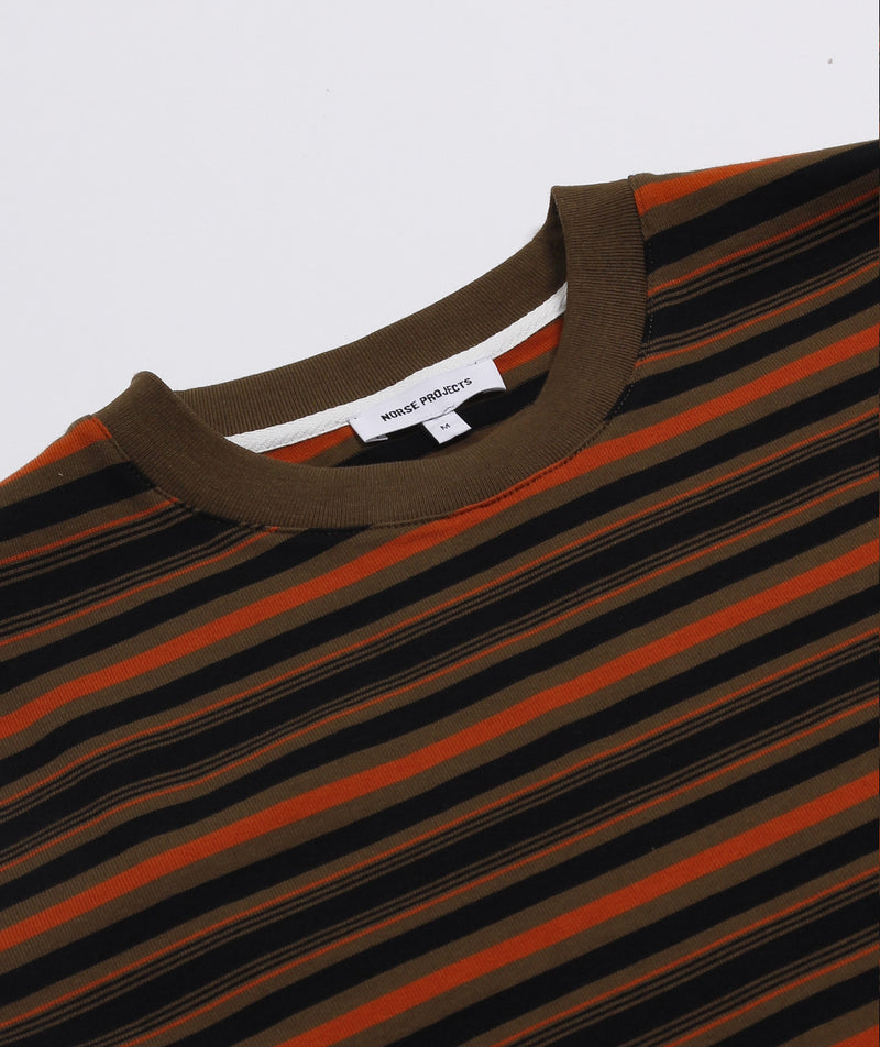 Norse Projects - Johannes Multristripe Tee - Dark Olive