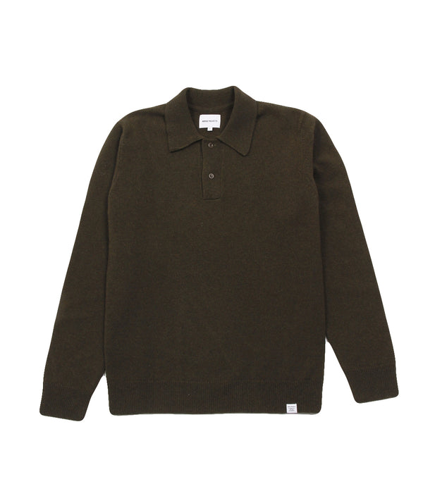 Norse Projects - Marco Lambswool polo - Dark Olive