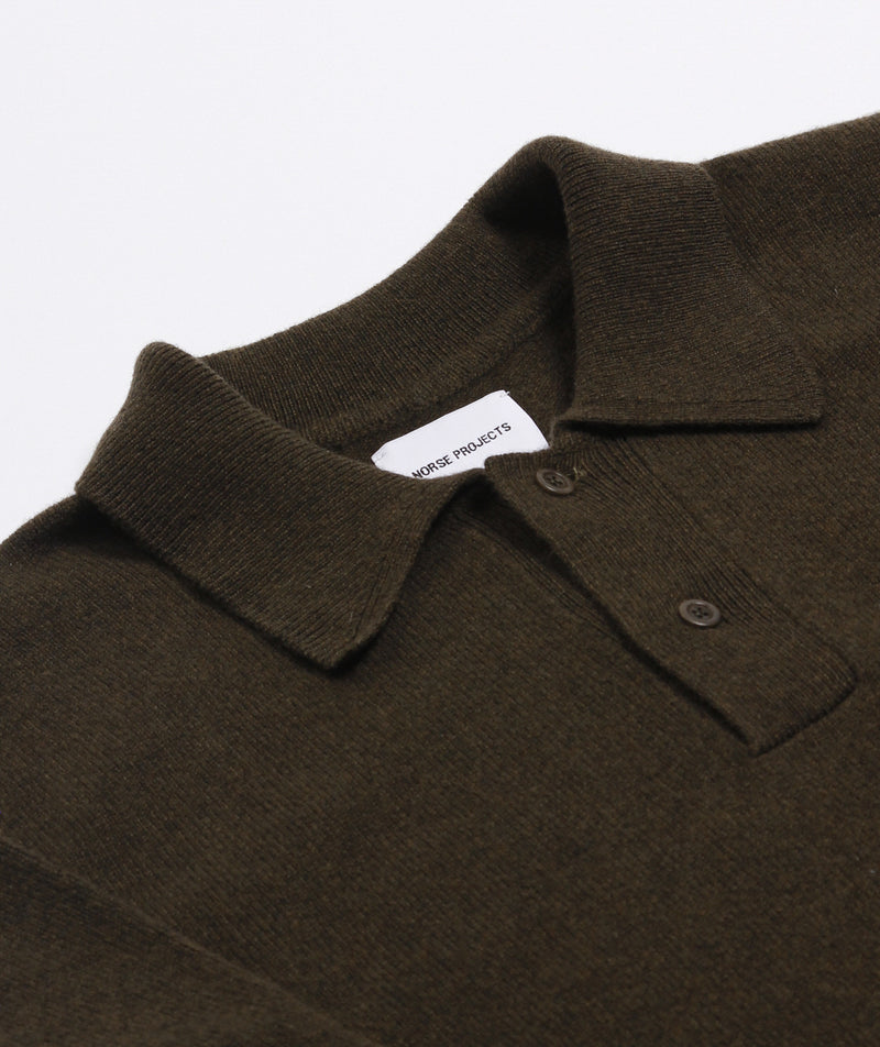 Norse Projects - Marco Lambswool polo - Dark Olive