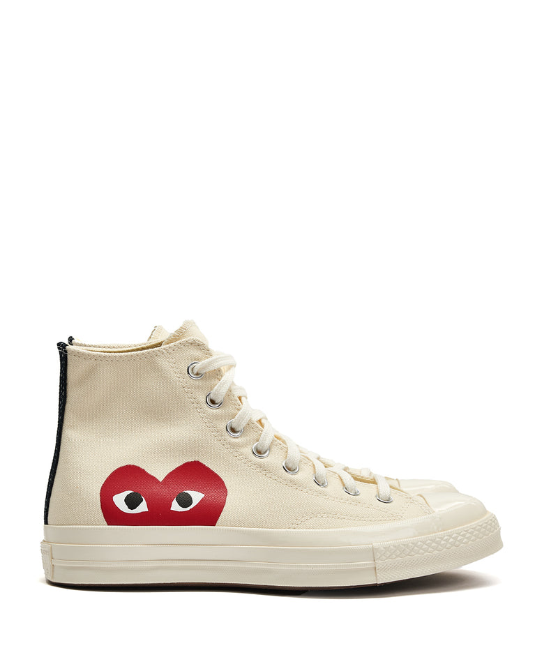 CDG Play X Converse: Chuck Taylor Big Heart 70s High "White"