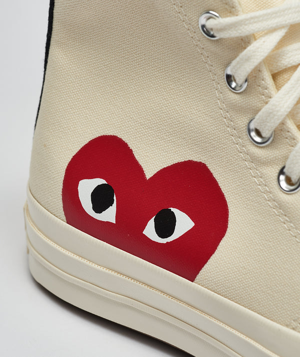 CDG Play X Converse: Chuck Taylor Big Heart 70s High "White"