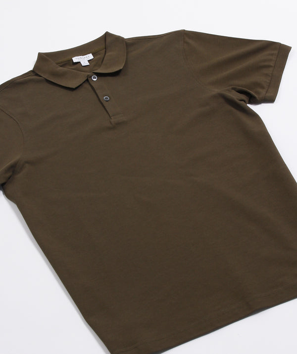 Sunspel - Pique Polo Shirt - Dark Moss