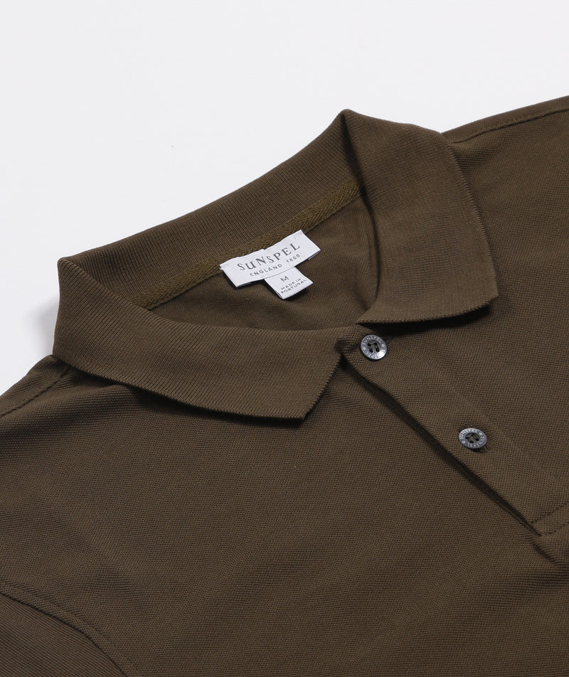 Sunspel - Pique Polo Shirt - Dark Moss