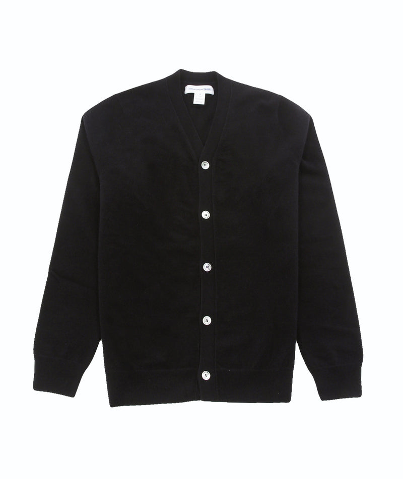 CDG Shirt: Knitted V Neck Cardigan "Black"