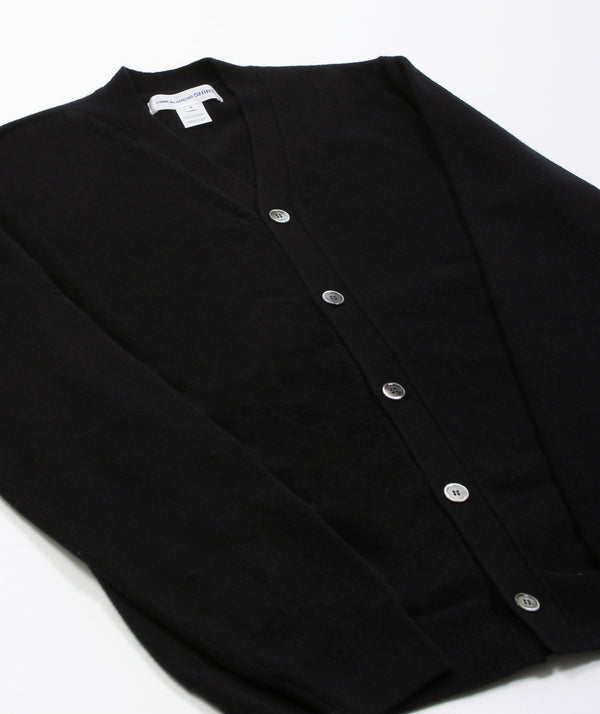 CDG Shirt: Knitted V Neck Cardigan "Black"
