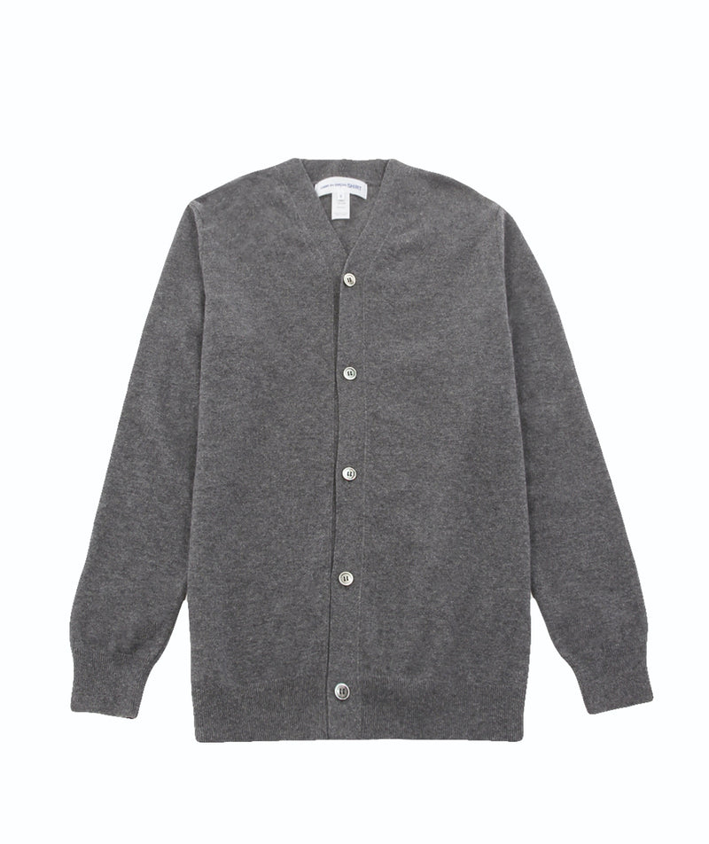 CDG Shirt: Knitted V Neck Cardigan "Grey"