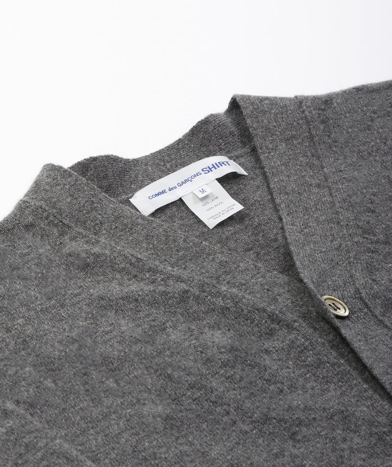 CDG Shirt - Knitted V Neck Cardigan - Grey