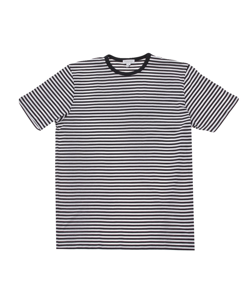 Sunspel - SS Crew Neck T-Shirt - White/Navy