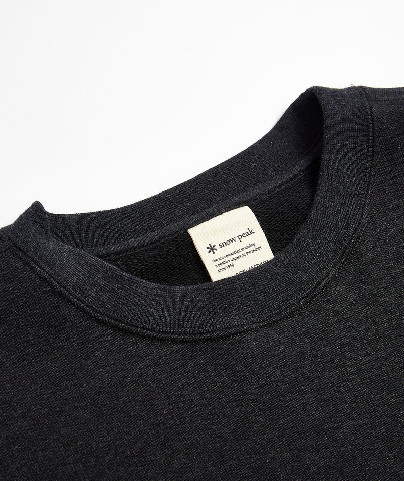 SNOW PEAK: Recycled Cotton Sweat Crewneck "Black"