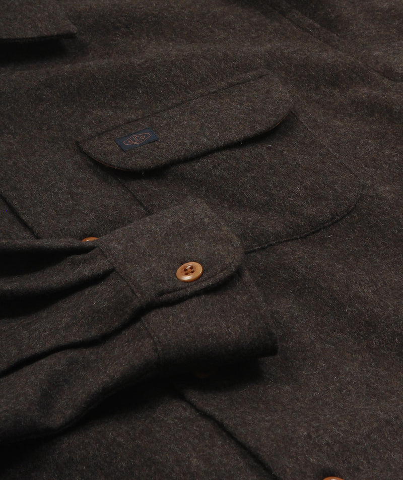 Nudie Jeans - Sten Wool Solid Shirt - Brown Melange