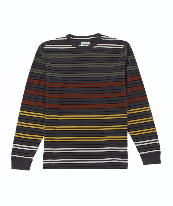 POP - Striped Logo L/S T-Shirt - Charcoal