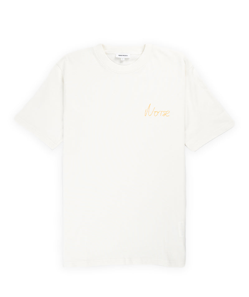 Norse Projects Johannes Chain Stitch Logo T-Shirt - Ecru