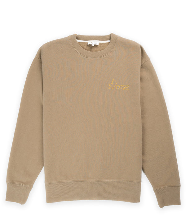 Norse Projects Arne Chain Stitch Logo Sweater - Utility Khaki