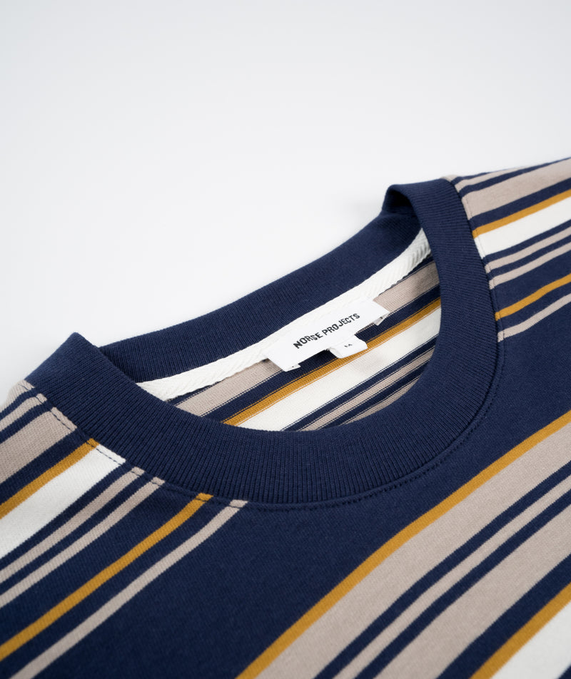 Norse Projects Johannes Weekend Stripe T-Shirt - Dark Navy