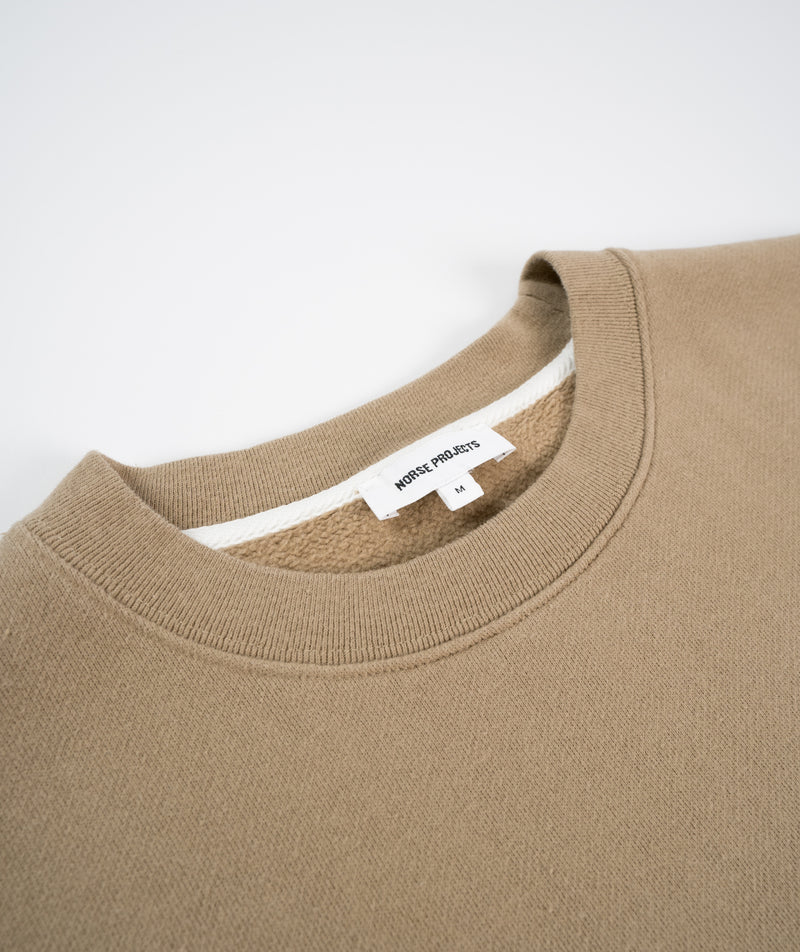 Norse Projects Arne Chain Stitch Logo Sweater - Utility Khaki