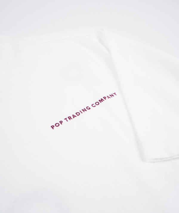 POP Trading Company Logo T-Shirt - White/Raspberry