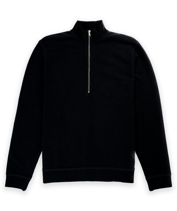 Sunspel Half Zip Sweatshirt - Black