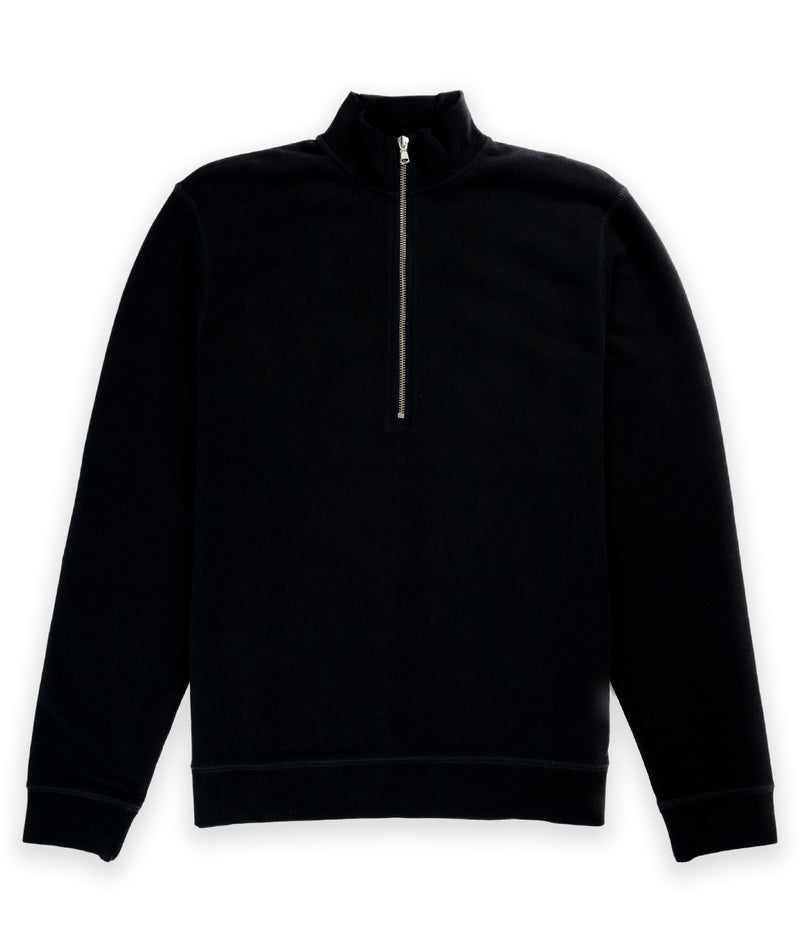 Sunspel Half Zip Sweatshirt - Black