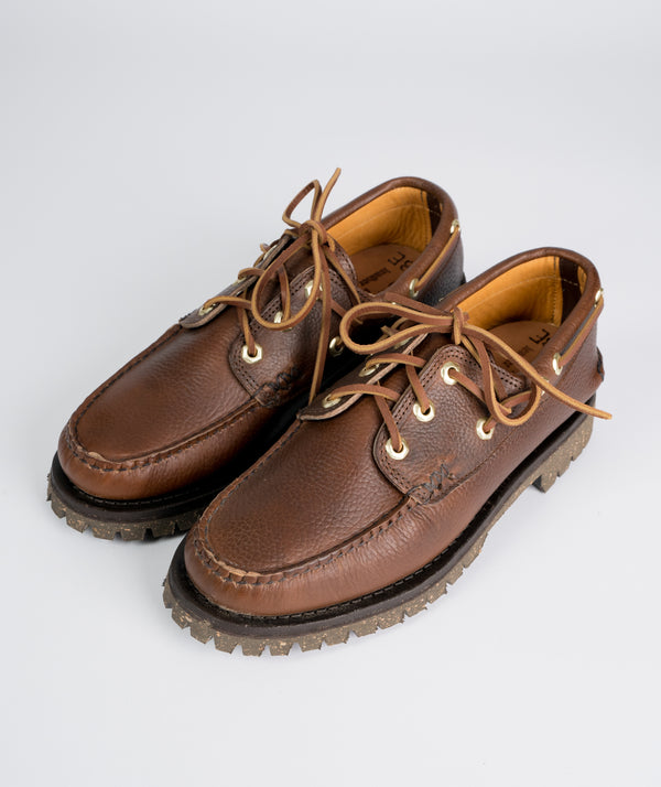 Yuketen Hex Eye Boat Shoes w/ Lug Sole - Grizzly Brown