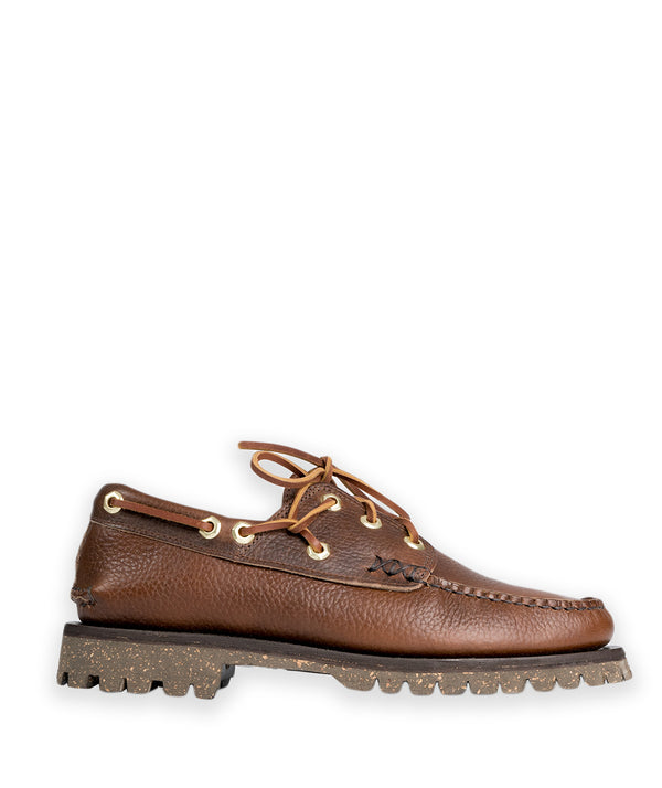 Yuketen Hex Eye Boat Shoes w/ Lug Sole - Grizzly Brown